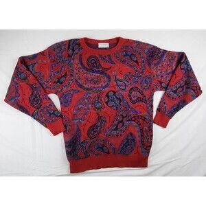 Tricots St Raphael Sweater Womens XL Paisley Vintage Union Made In the USA